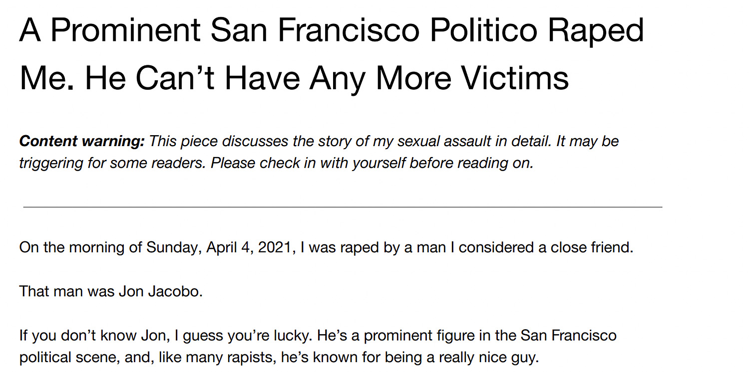 The beginning of a post by Sasha Perigo
