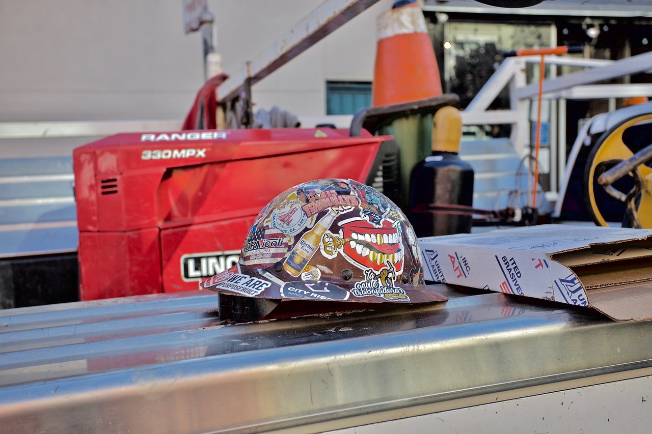 Hard hat at a construction site