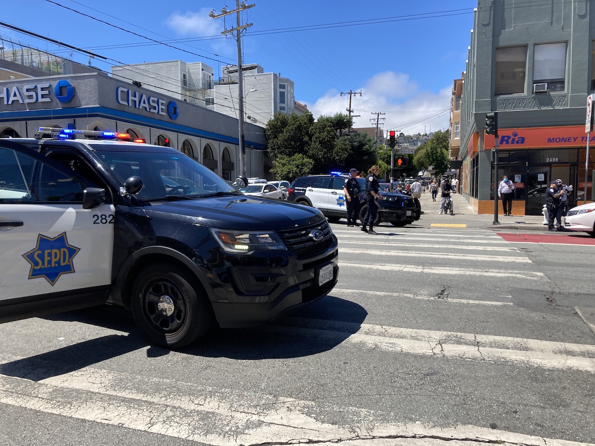 Police cars at 21st and Mission Streets