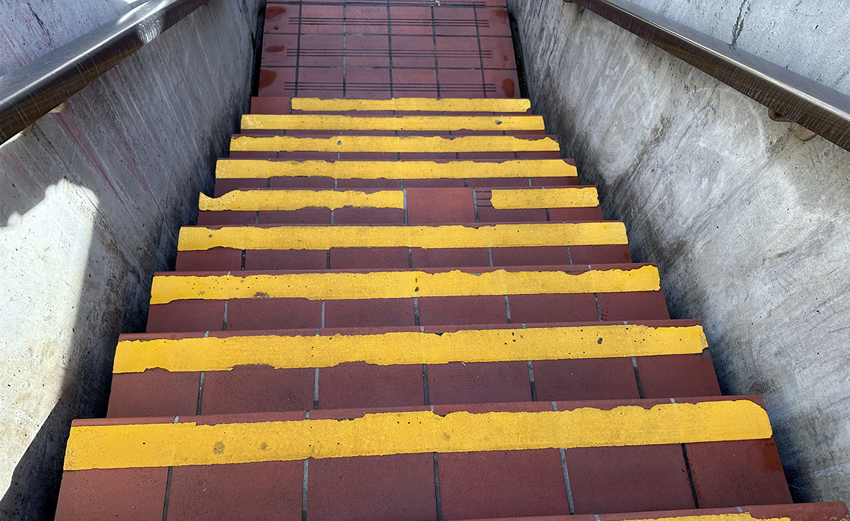 Newly cleaned steps at the 16th and Mission BART station.