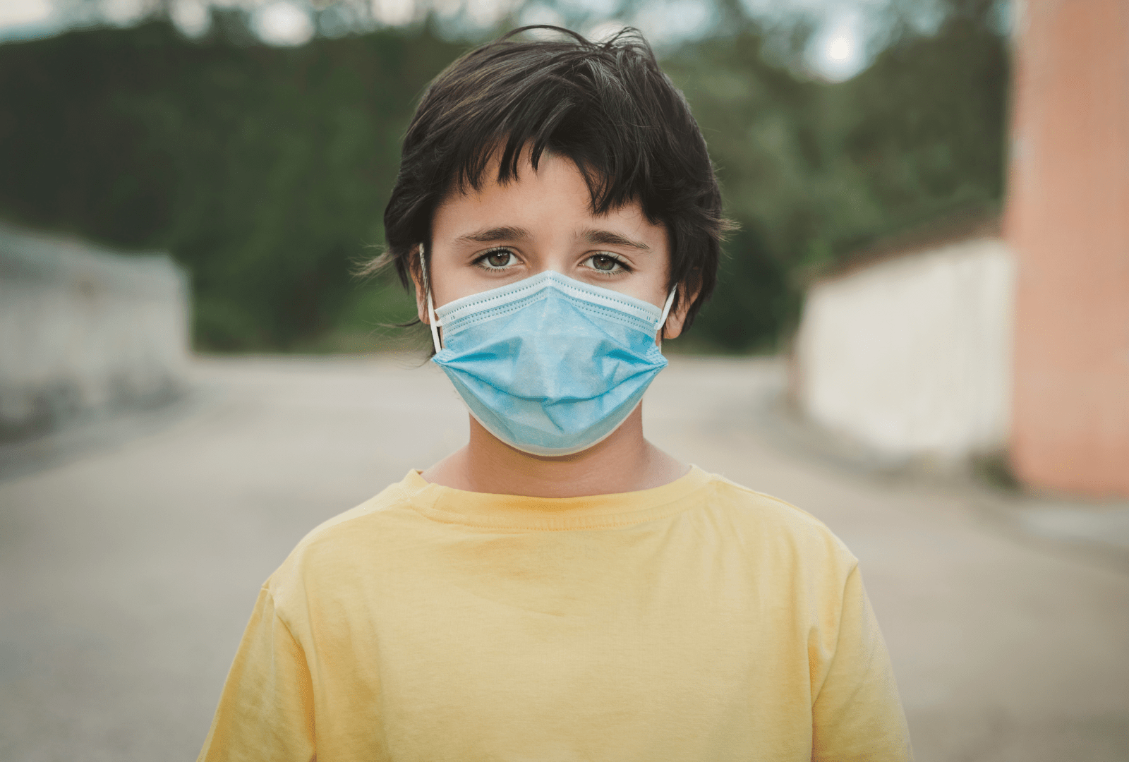 child wearing face mask
