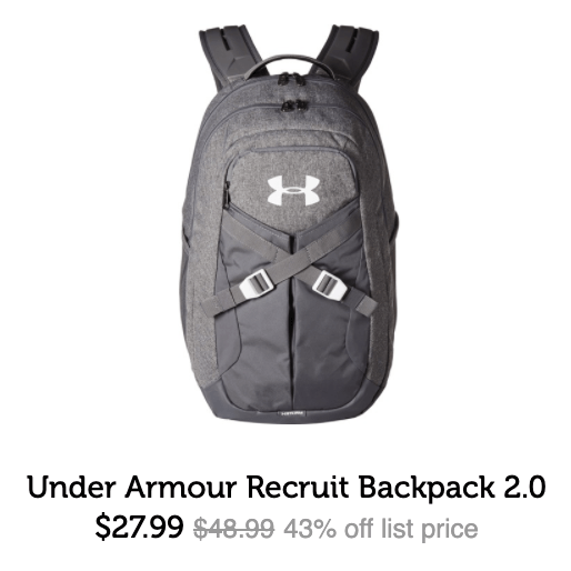 under armour backpack price