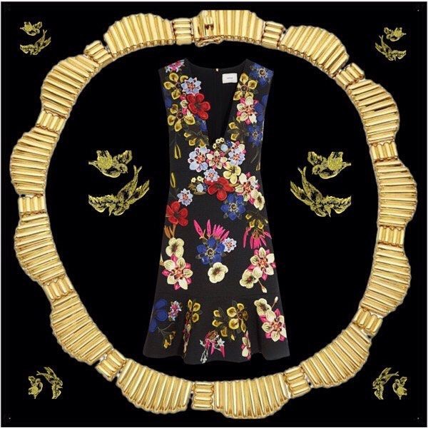 Surrounded by gold birds (Erdem and Miu Miu)