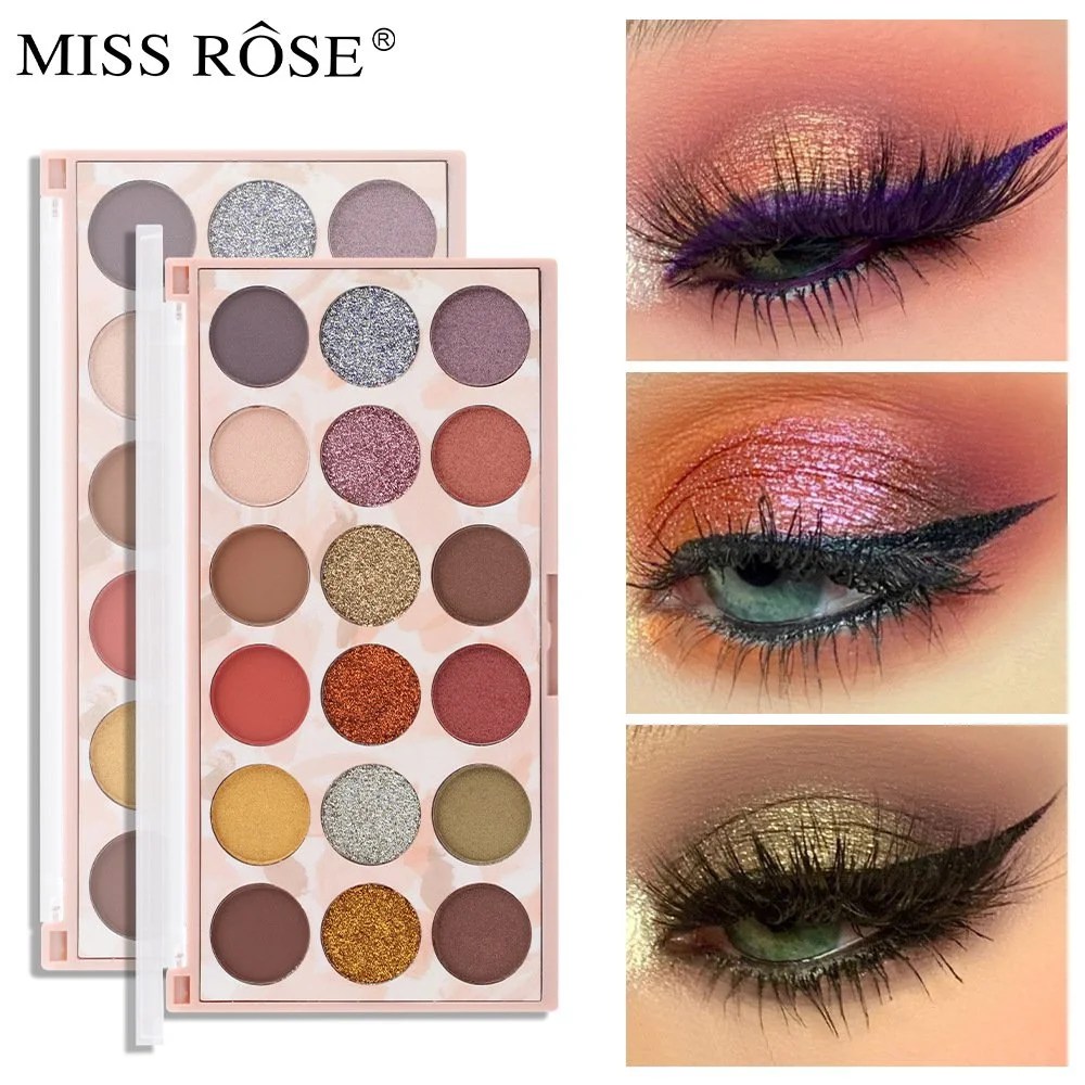 Lidschattenpalette 18 Farben – Matt & Glitzer, Rose Gold, Hochpigmentiert, Inkl. Pinsel & Spiegel, Vegan