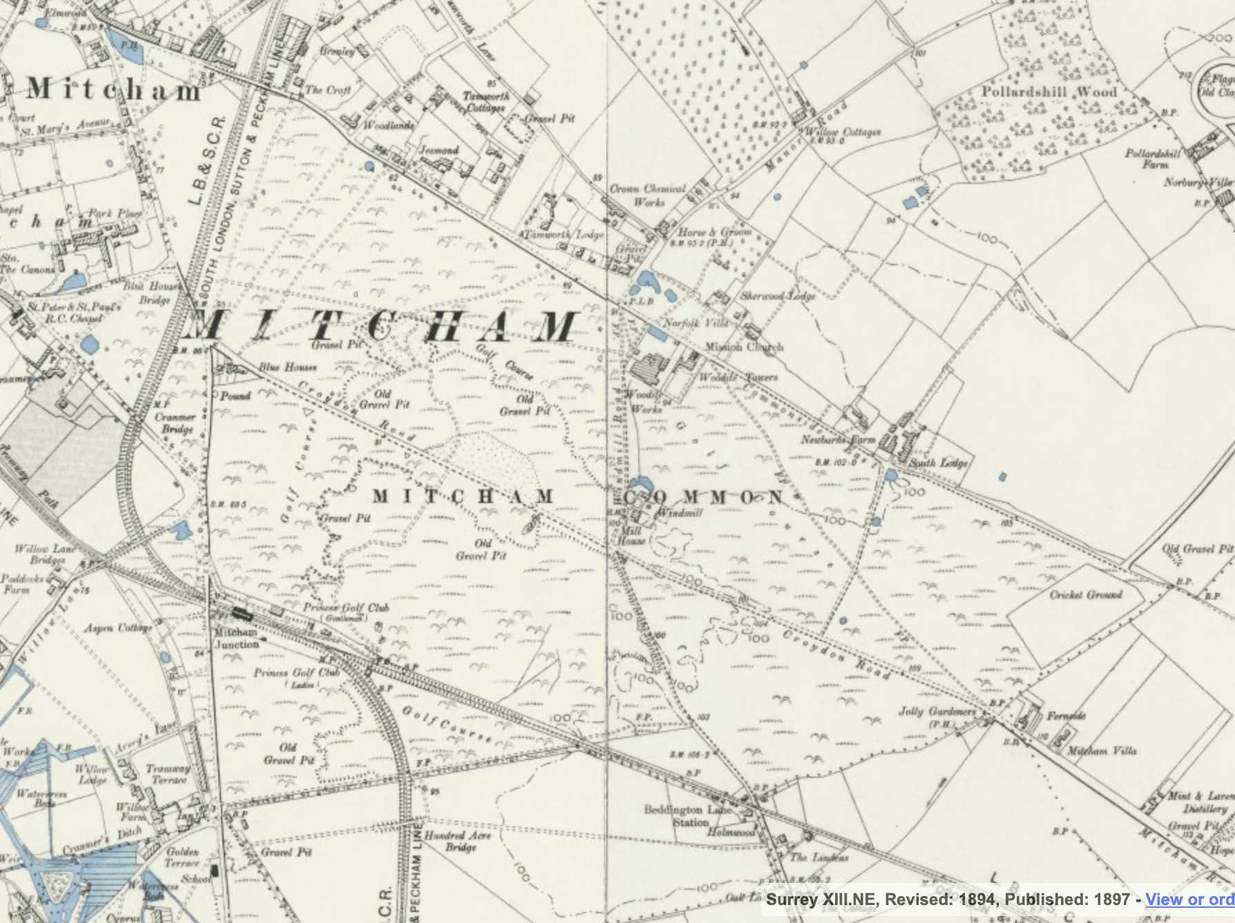 Cricket Green Area Mitcham History Notes 1894 Os Map Common.