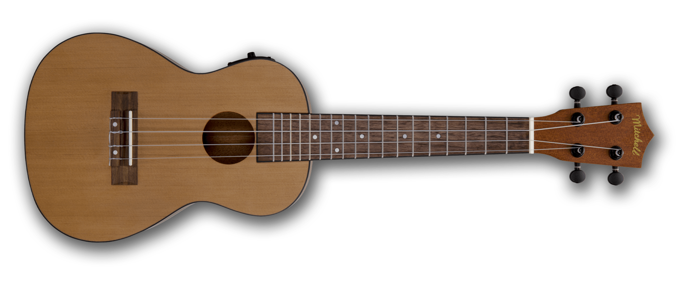 Mitchell Mu50se Acoustic Electric Concert Ukulele Mitchell Guitars This gorgeously appointed ukulele features a solid cedar top and mahogany back and sides for an overall warm round tone.