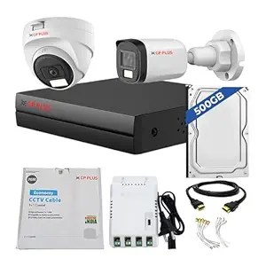 CP PLUS 4 Channel DVR CCTV Camera Set | 2MP Indoor & Outdoor | Color Night Vision