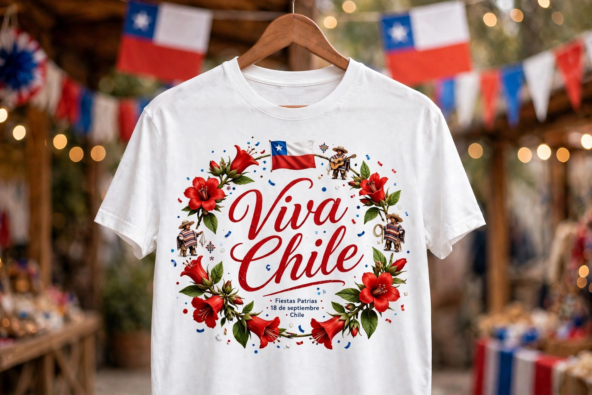 Polera Viva Chile para celebrar en este 18 de septiembre!