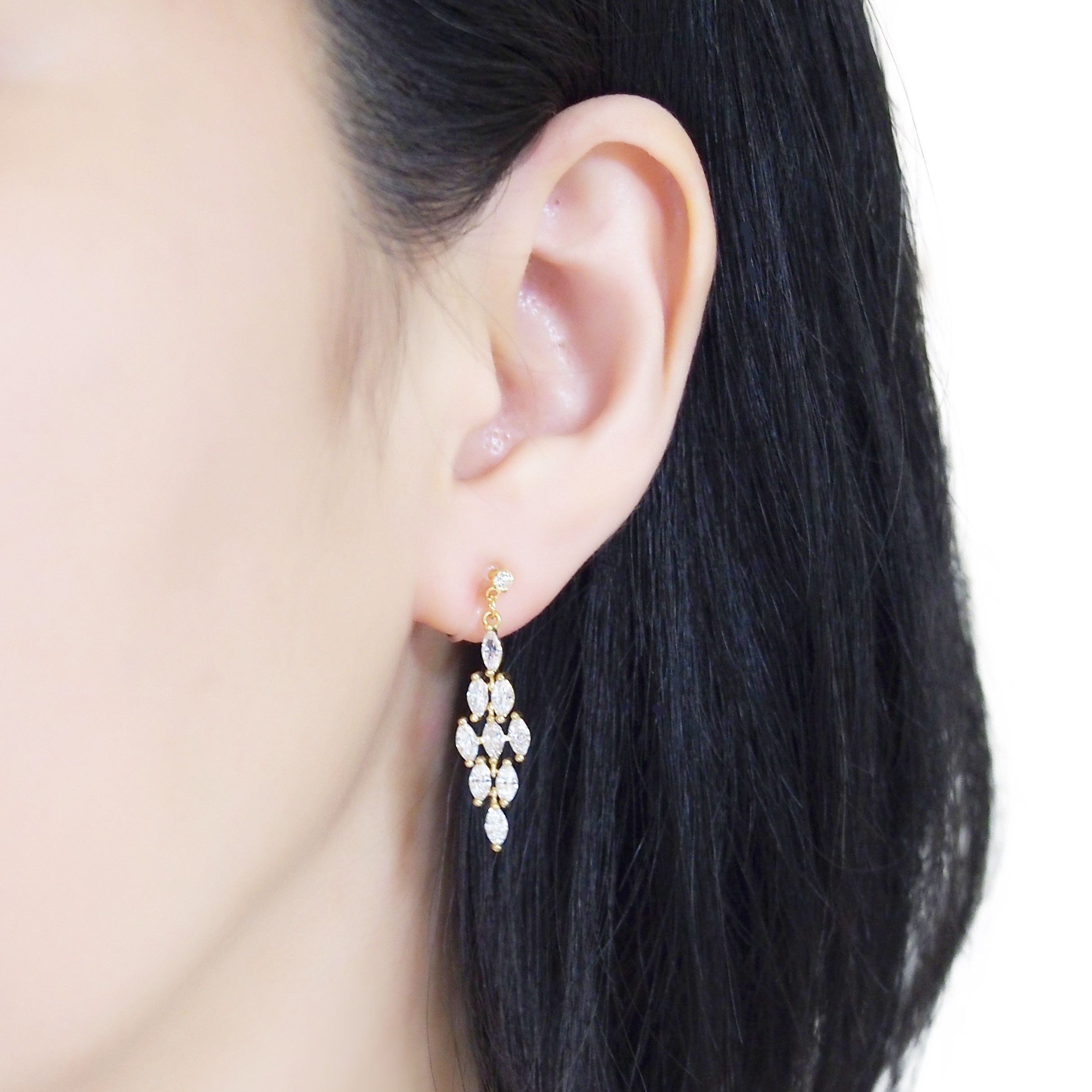 Sparkly cubic zirconia bridal invisible clip on earrings