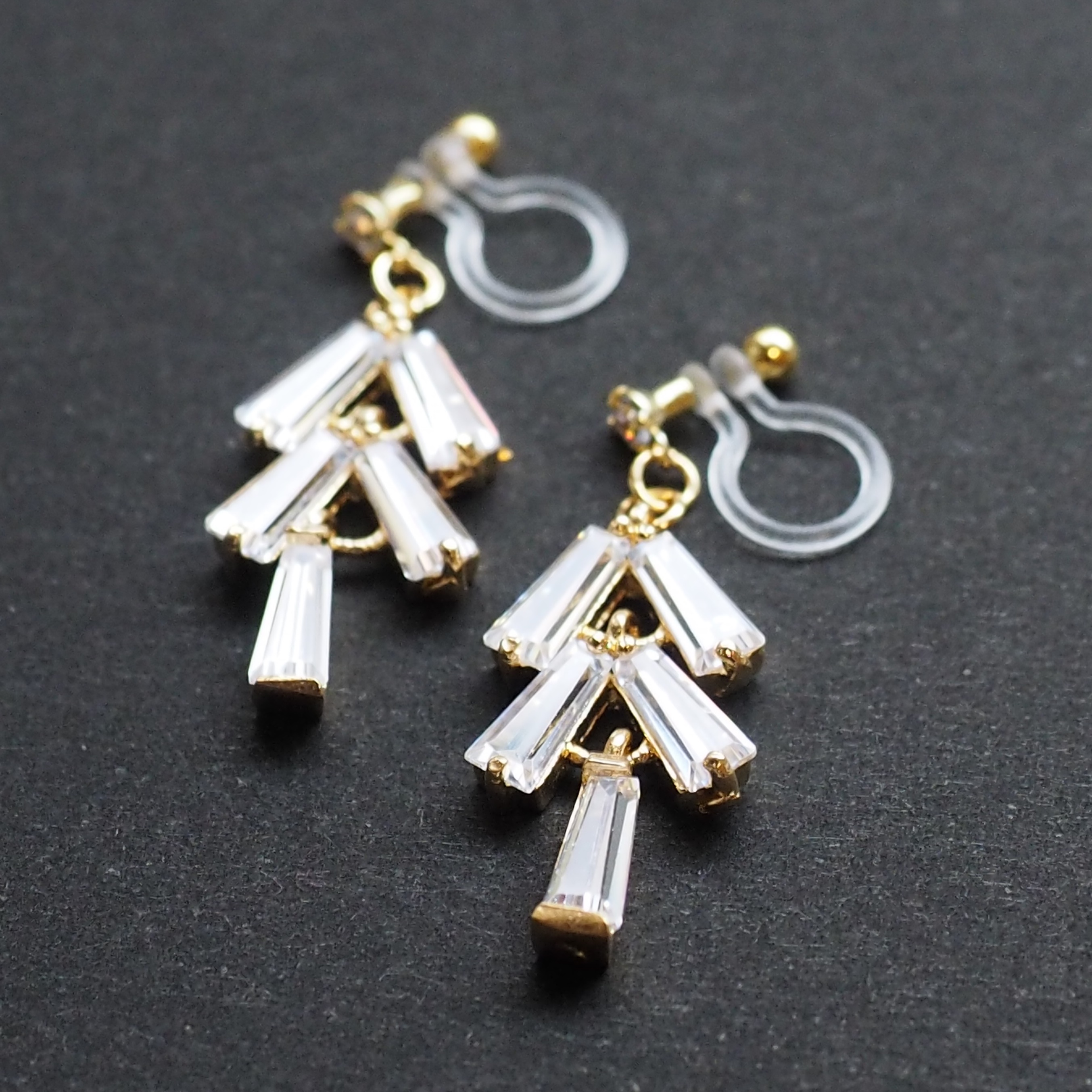 Sparkly cubic zirconia bridal invisible clip on earrings