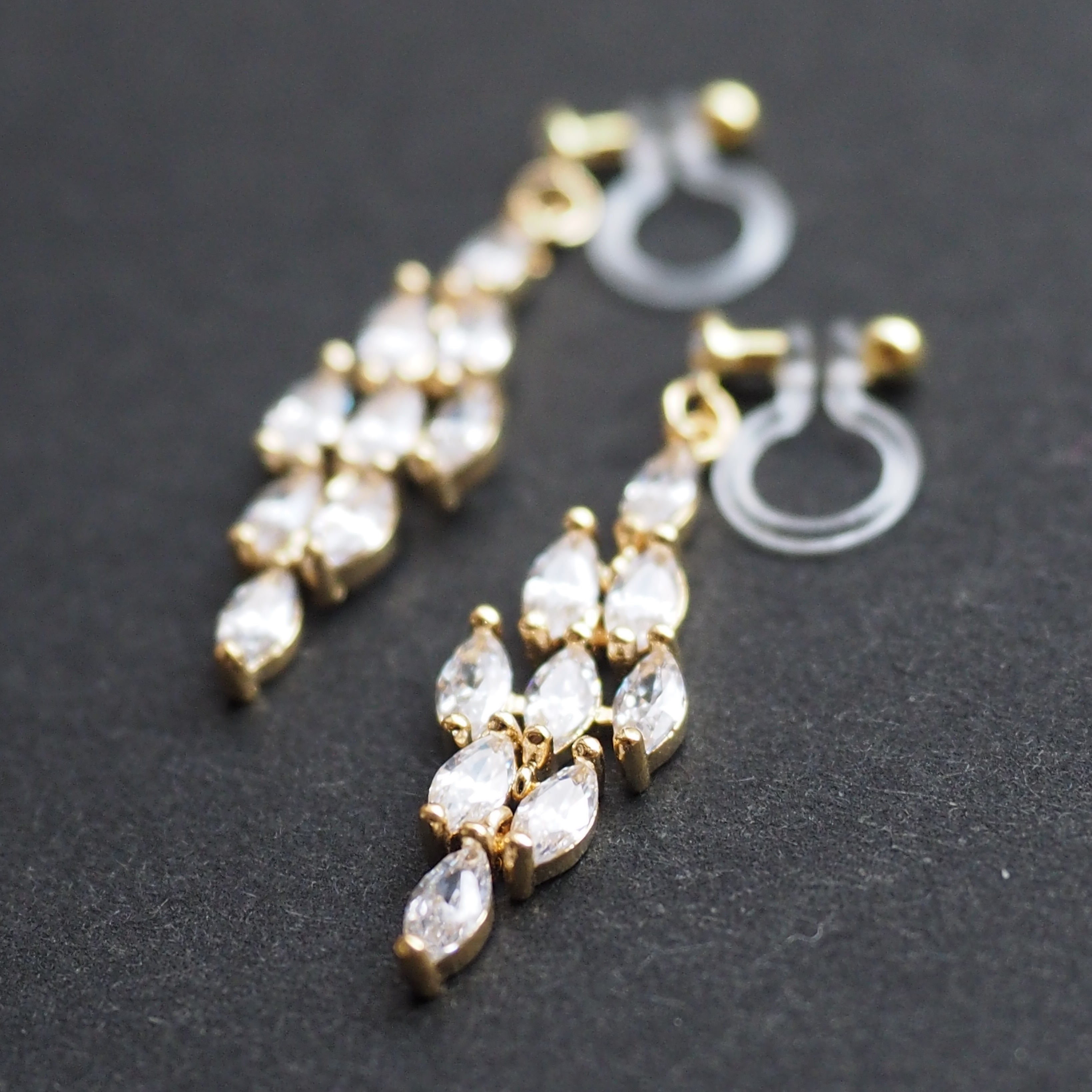 Sparkly cubic zirconia bridal invisible clip on earrings
