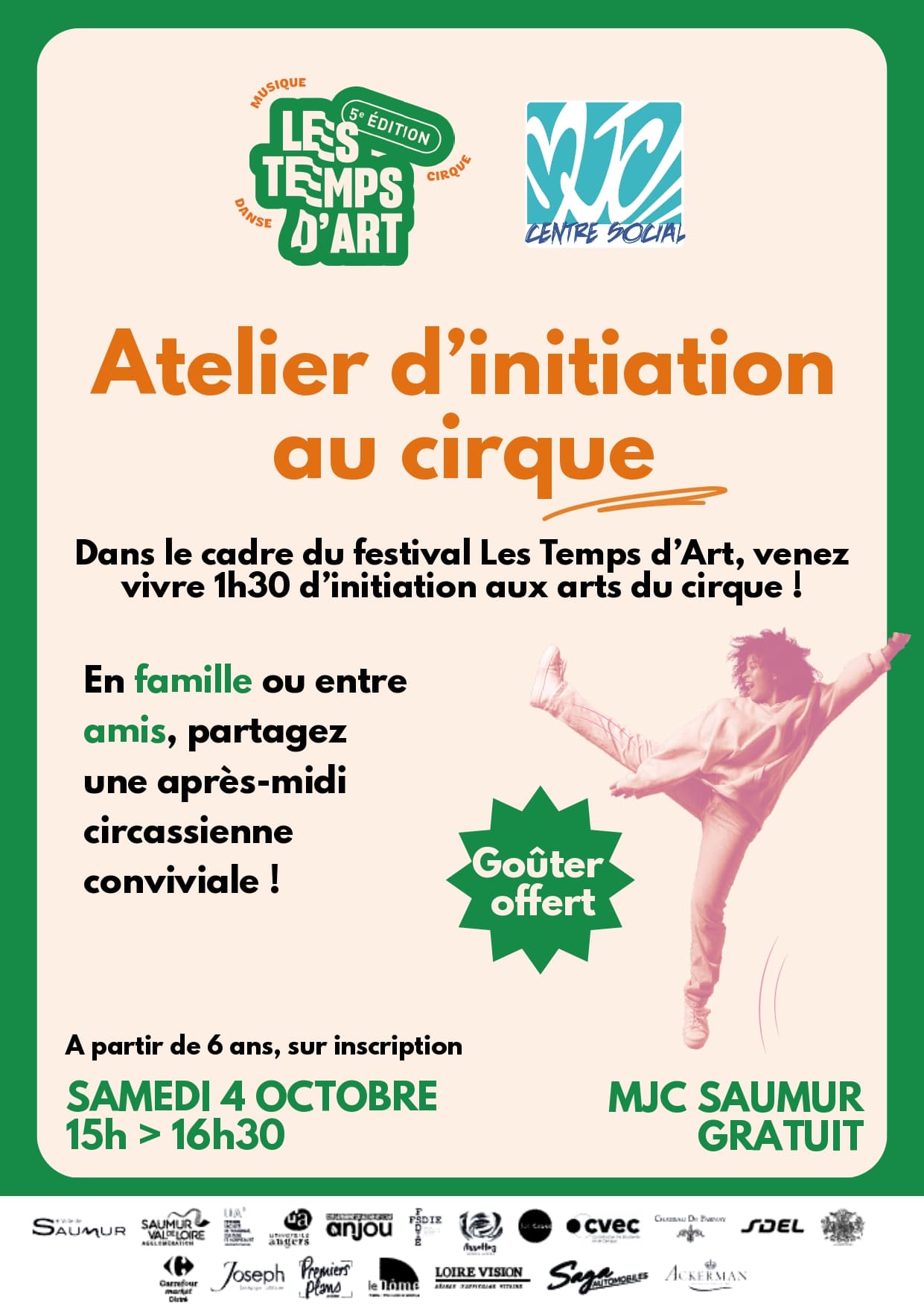 Atelier d'initiation au cirque avec la MJC centre social de Saumur samedi 4 octobre 2025