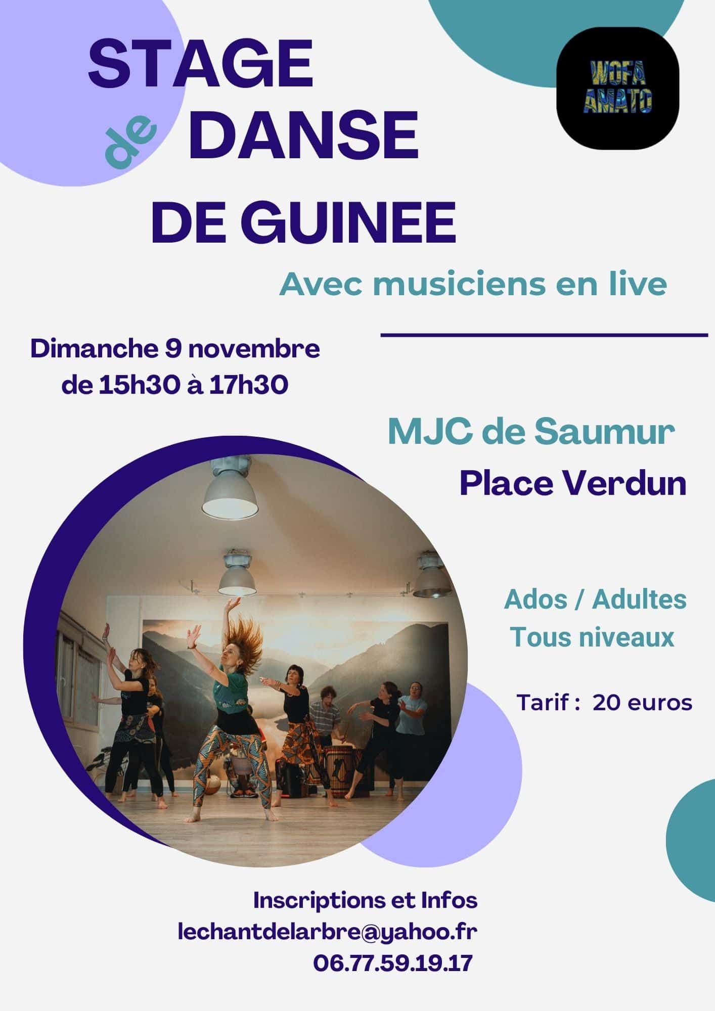 Stage de danse de Guinée à la MJC Centre Social de Saumur le dimanche 8 novembre 2025