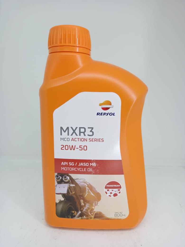 Repsol MXR3 Sae 20w/50 Pelumas Motor Manual kemasan isi 800ML & 1 Liter