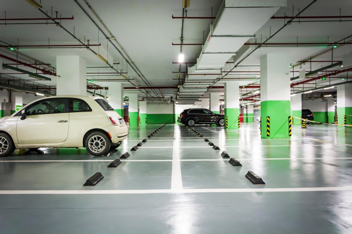 Cars parked in the underground garage