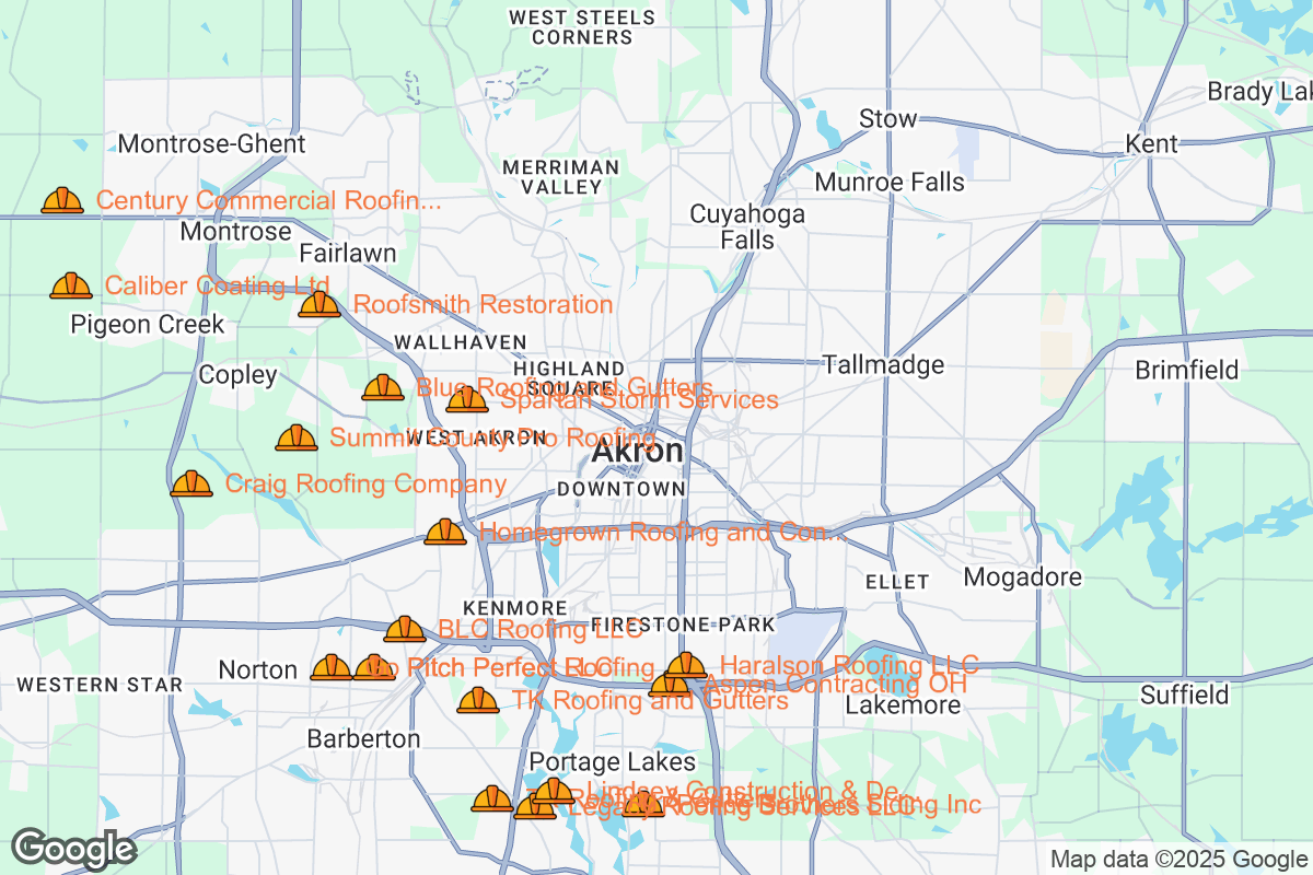 Akron Roof Replacement Costs OH Powered By AI Jul 2026 Map Akron Ohio Composite 