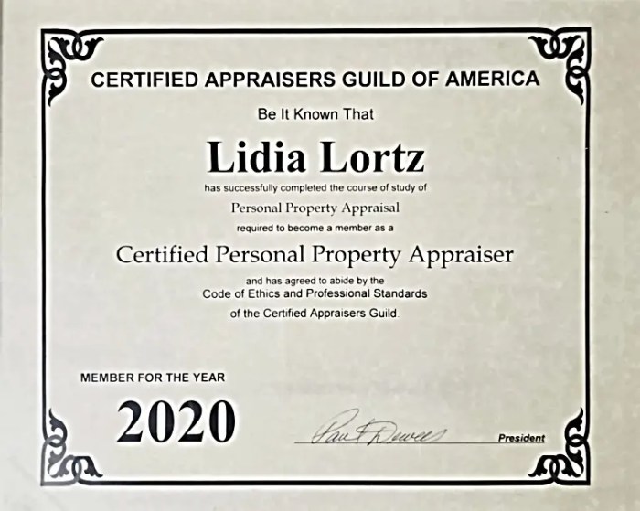 Certifications | Sterling Estate Sales