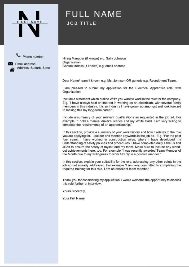 Electrical Apprentice Cover Letter - Download Elegant City Pattern | Retina