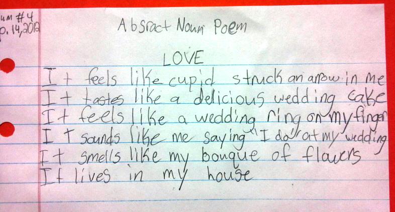 Abstract noun poem
