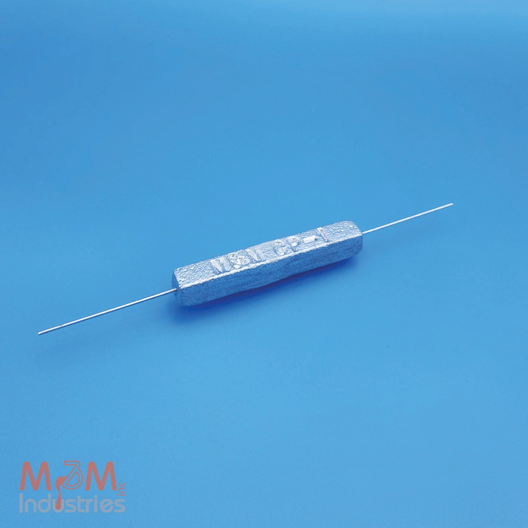 Manufactured in the USA by M&M Industries, the CP-1 crab pot zinc sacrificial anode measures 5" x ¾" x ¾". Cast using 0.75 lbs of MIL-A-18001 zinc alloy