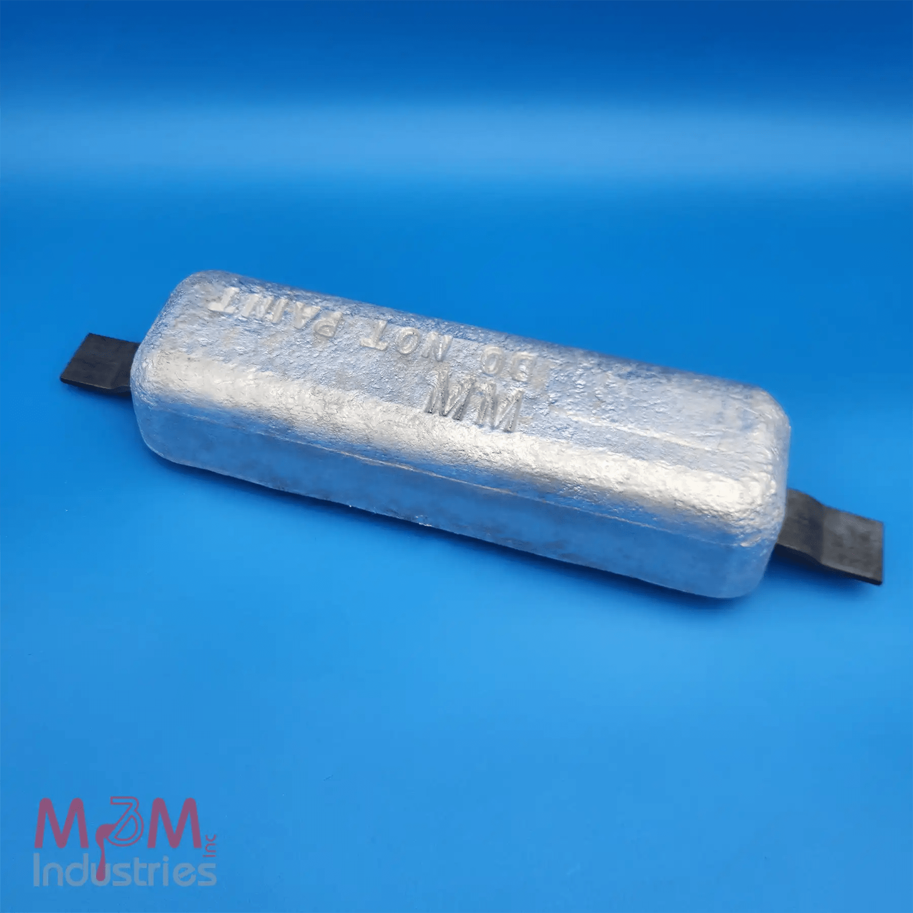 ASS-10 Aluminum Sacrificial Anode, weld on style, measuring 3″ x 12″ x 2-½″, MIL-A-24779 Aluminum Alloy, has a nominal weight of 10 lbs, Made in USA.