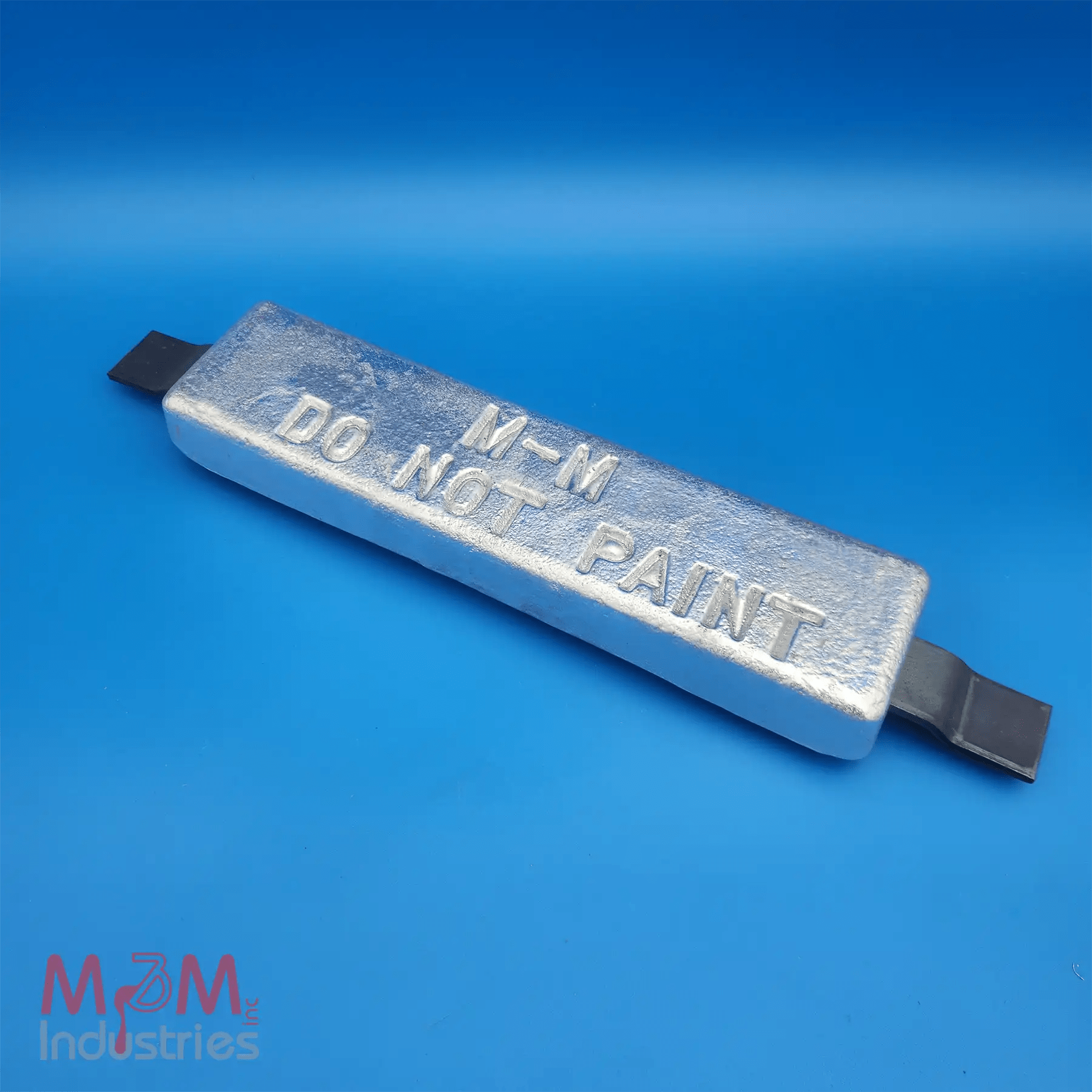 ASS-5 Aluminum Sacrificial Anode, weld on style, measuring 3″ x 12″ x 1-¼″, MIL-A-24779 Aluminum Alloy, has a nominal weight of 5 lbs, Made in USA.
