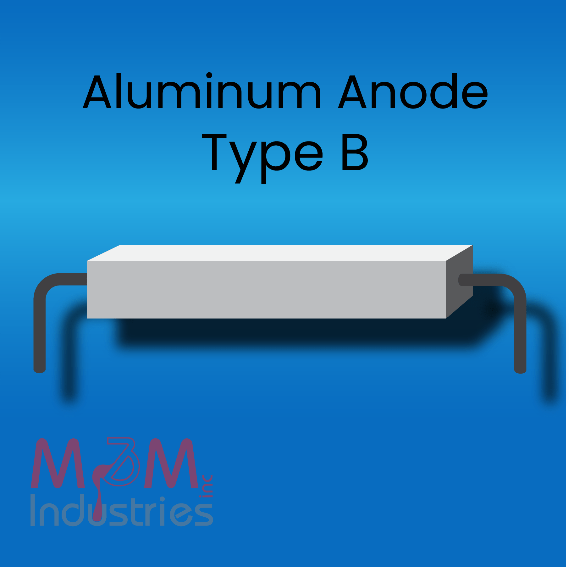 Aluminum Sacrificial Anode, Type B, MIL-A-24779 or MA-3 Aluminum Alloy, Made in USA by M&M Industries, Cathodic Protection,