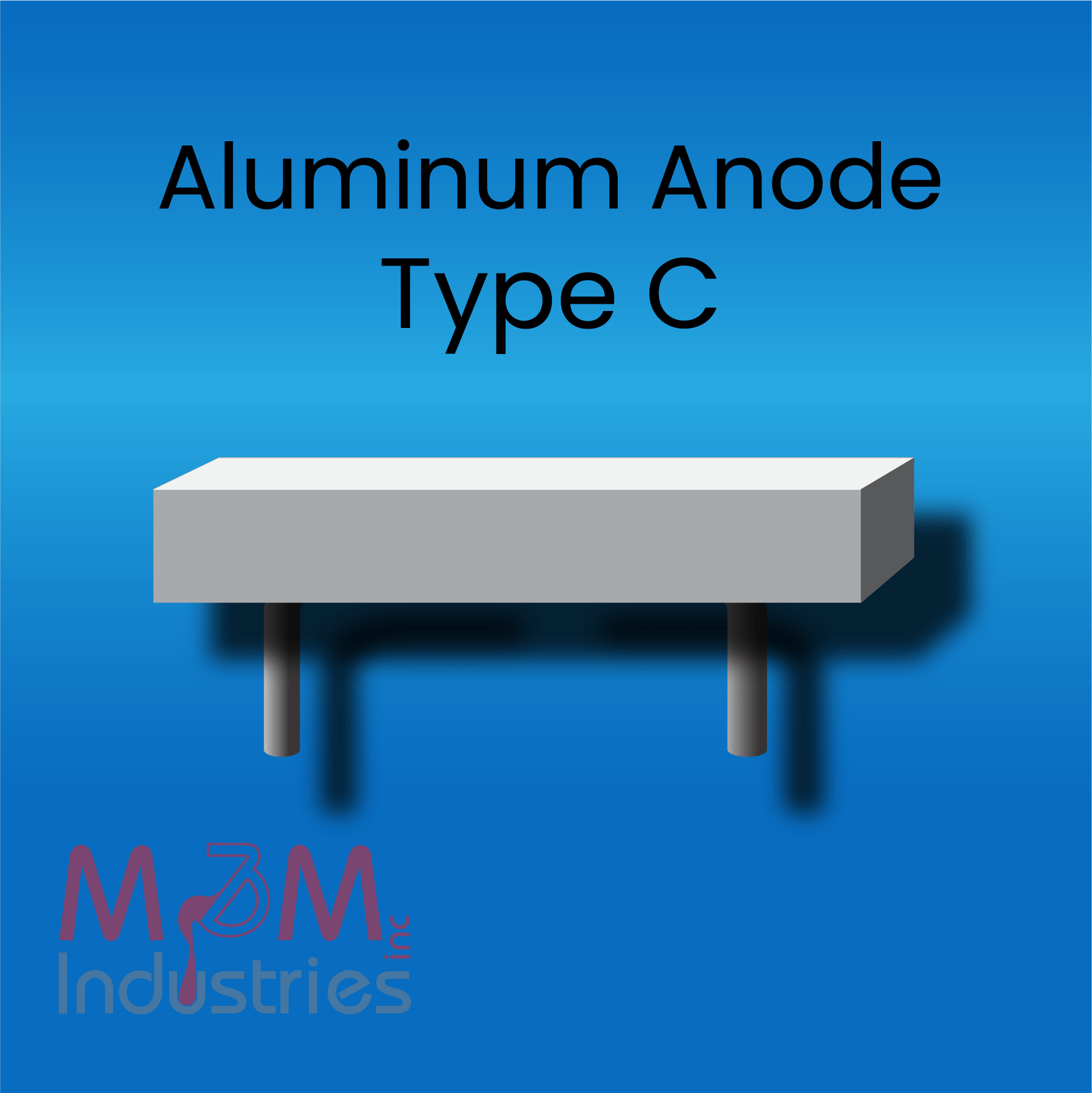 Aluminum Sacrificial Anode, Type C, MIL-A-24779 or MA-3 Aluminum Alloy, Made in USA by M&M Industries, Cathodic Protection,