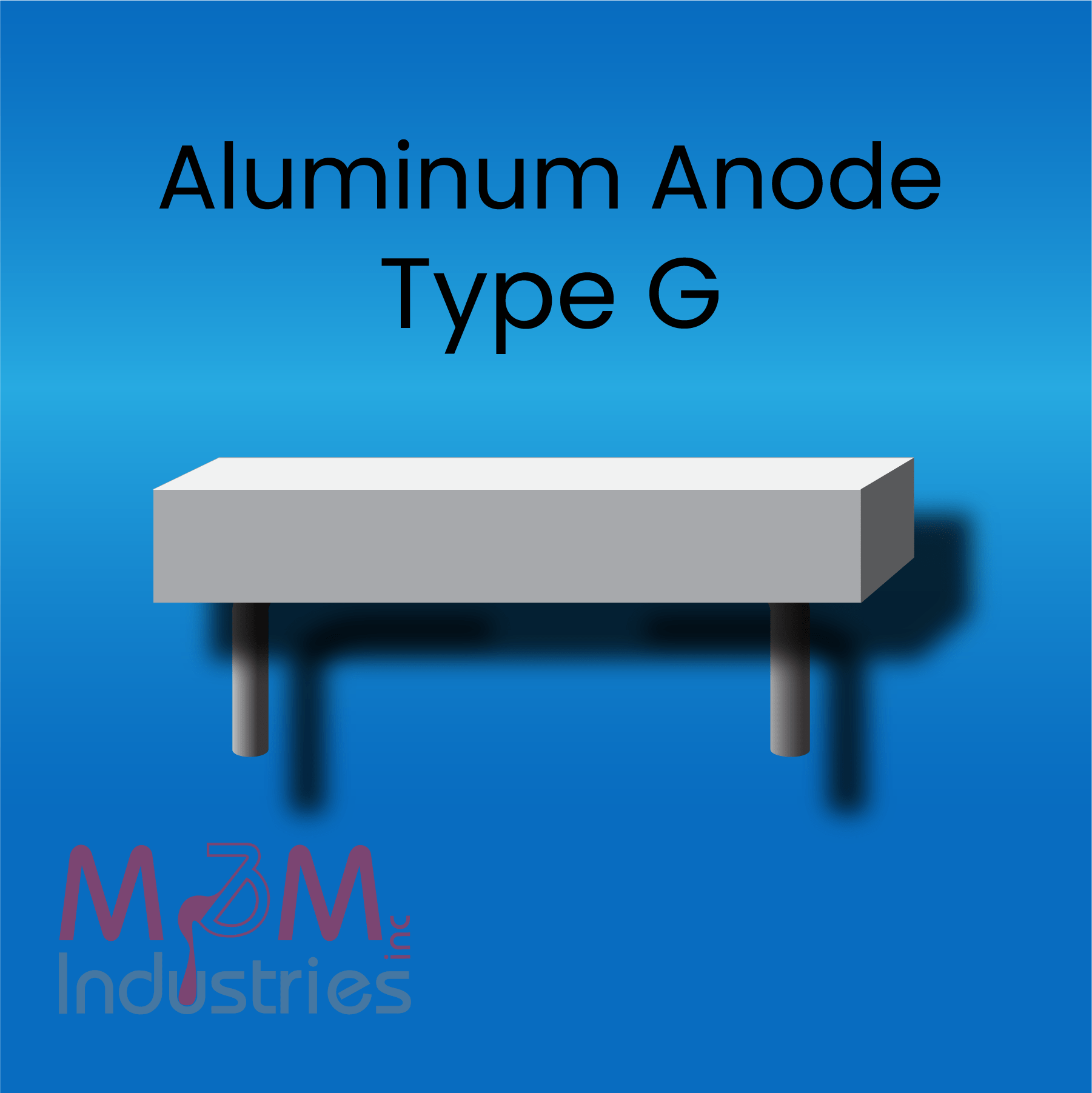 Aluminum Sacrificial Anode, Type G, MIL-A-24779 or MA-3 Aluminum Alloy, Made in USA by M&M Industries, Cathodic Protection,