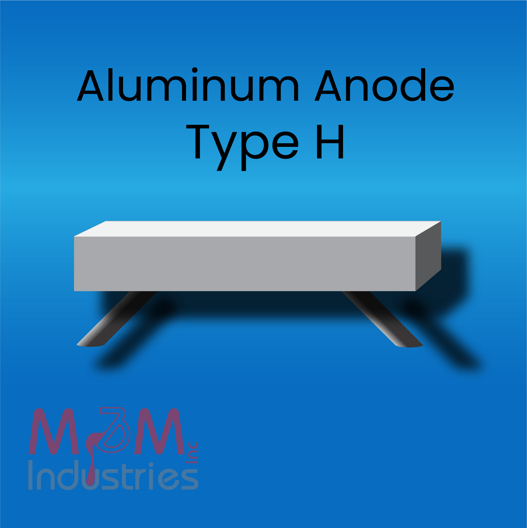Aluminum Sacrificial Anode, Type H, MIL-A-24779 or MA-3 Aluminum Alloy, Made in USA by M&M Industries, Cathodic Protection,