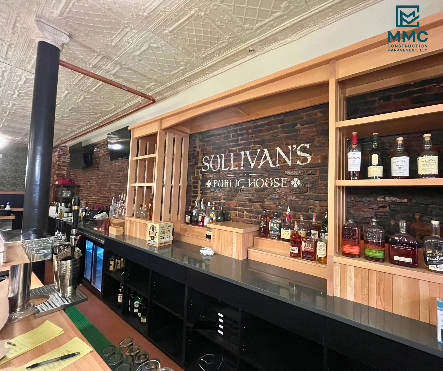 Completed Sullivan’s Pub renovation project in Charlestown Massachusetts by MMC Construction Management