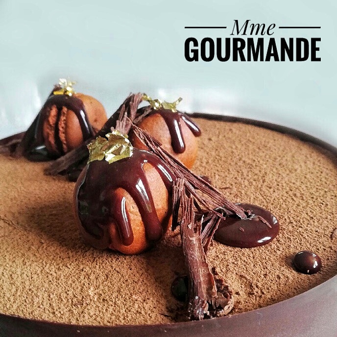 Entremet chocolat et macarons