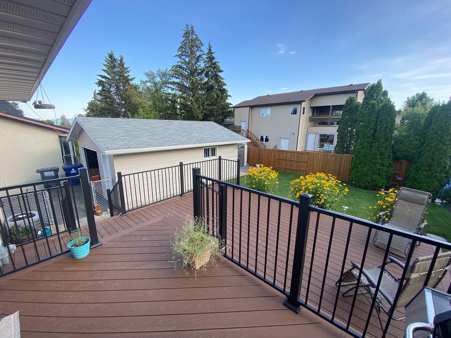 deck with boards running at 45 degree angle
