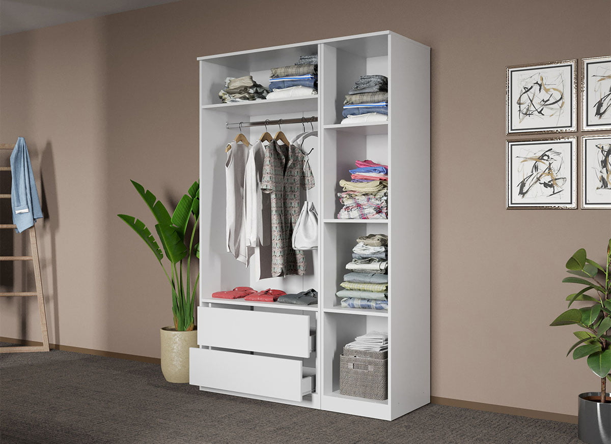 Set dormitor Alb cu Flagstaff Oak fara comoda - Sidney - C06 - mobidea
