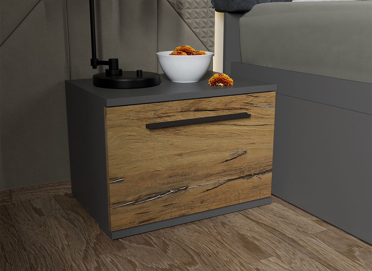 Set dormitor complet Gri cu Flagstaff Oak - Sidney - C63 - mobidea
