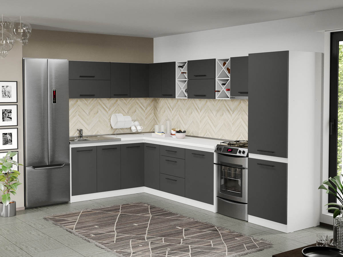 Mobila Bucatarie pe colt gri Sofi