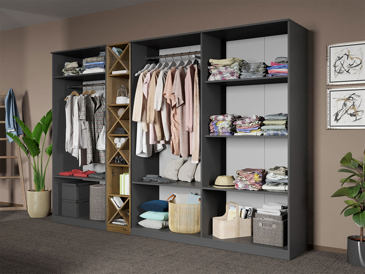 Set dormitor complet Gri cu Flagstaff Oak - Sidney - C63 - mobidea