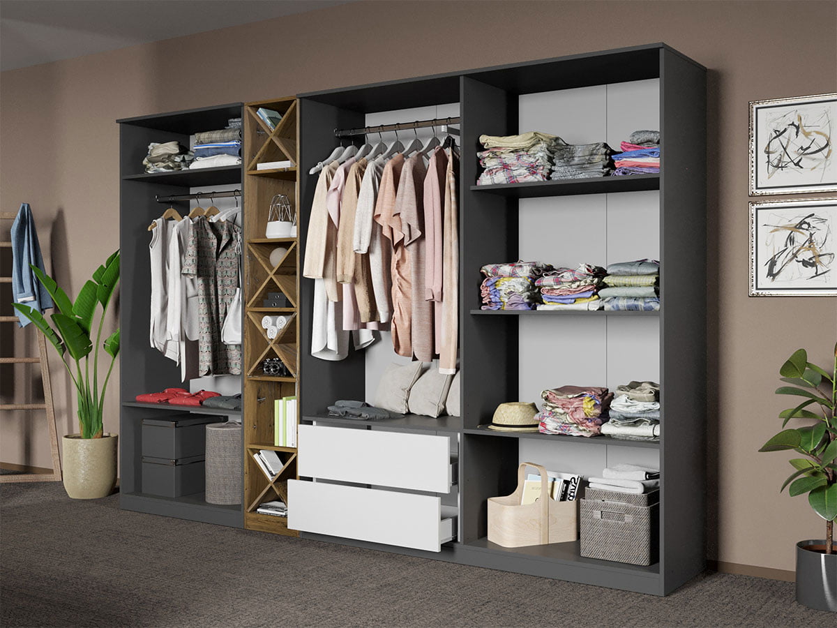 Set dormitor complet Gri cu Flagstaff Oak - Sidney - C63 - mobidea