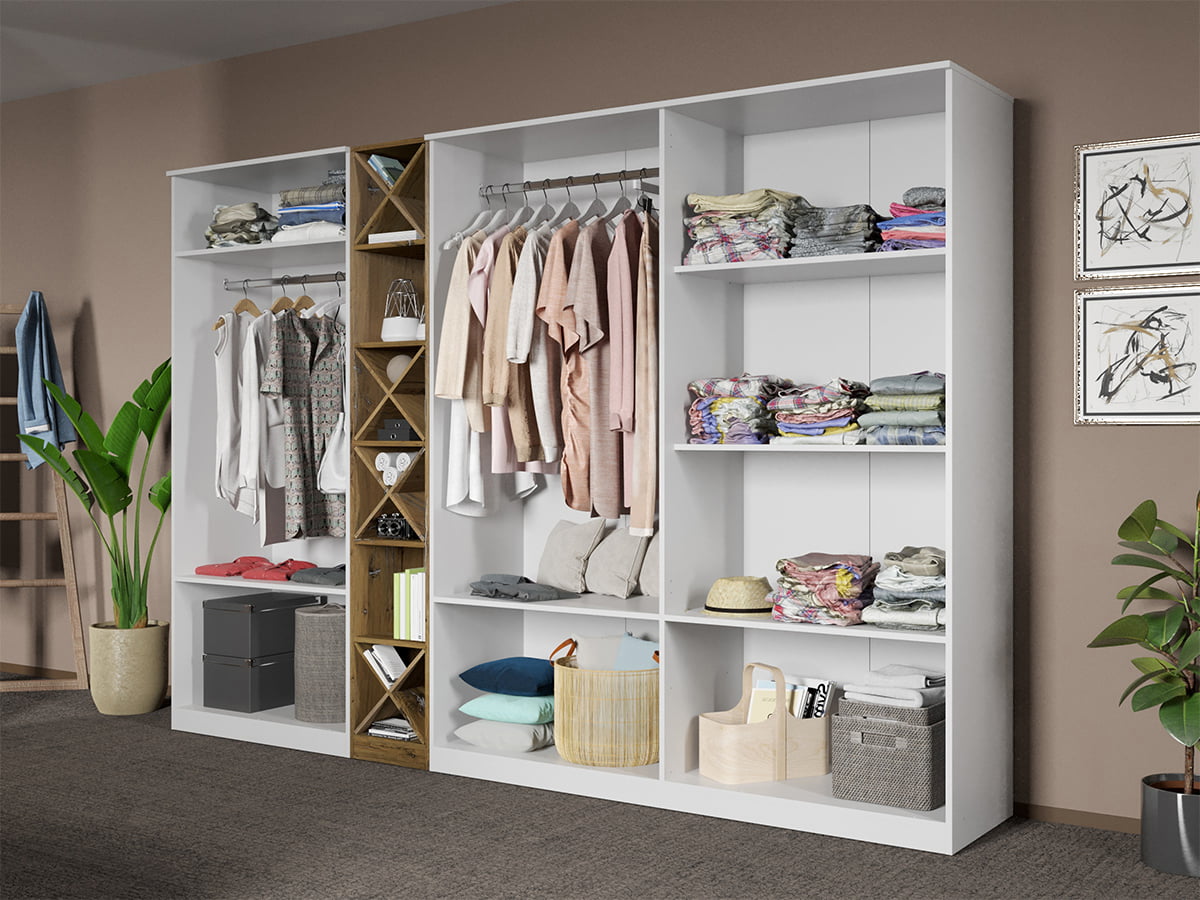 Dulap dormitor Alb cu Flagstaff Oak 279,6 x 192.5 cm - Sidney