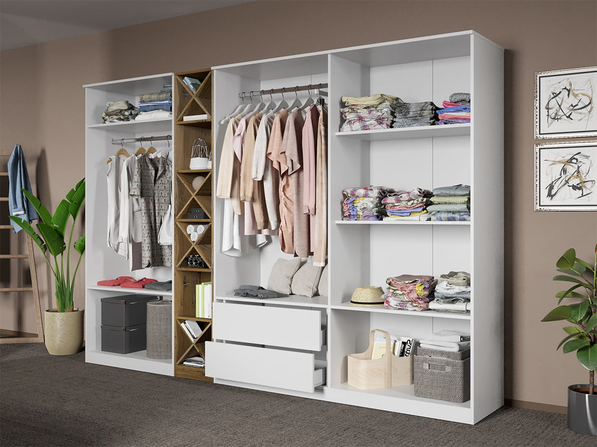 Dulap dormitor Alb cu Flagstaff Oak 279,6 x 192.5 cm - Sidney