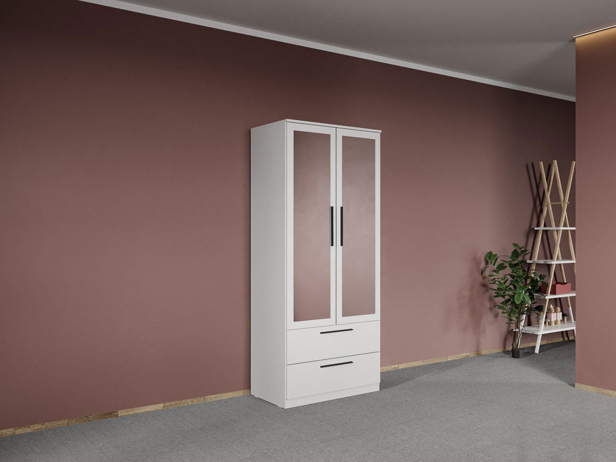 Dulap dormitor Alb 2U cu oglinda