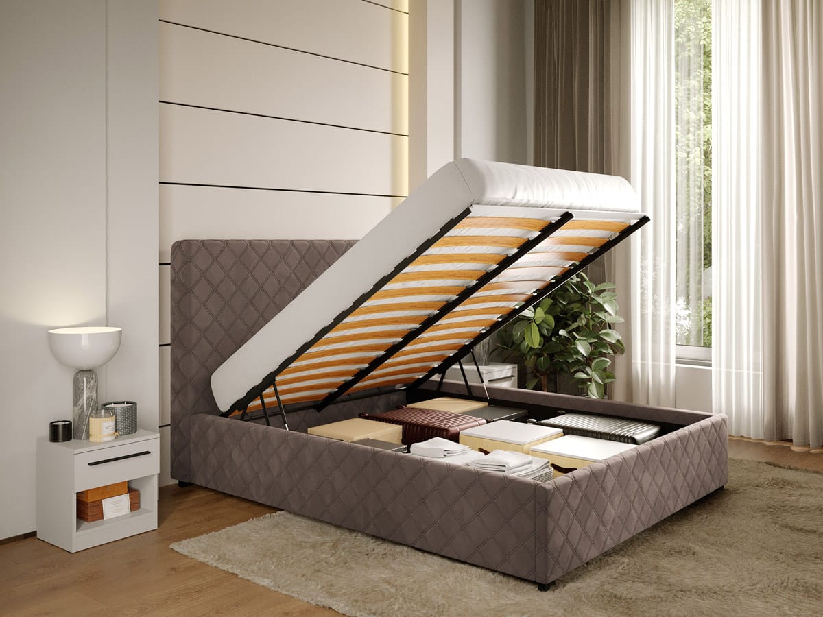 Pat Tapitat cu somiera rabatabila