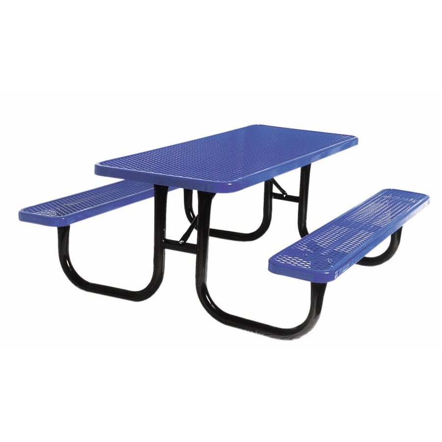 Sometimes you just need to stop and smell the roses. Ultra Play 72"L Blue Rectangular Picnic Table with Benches