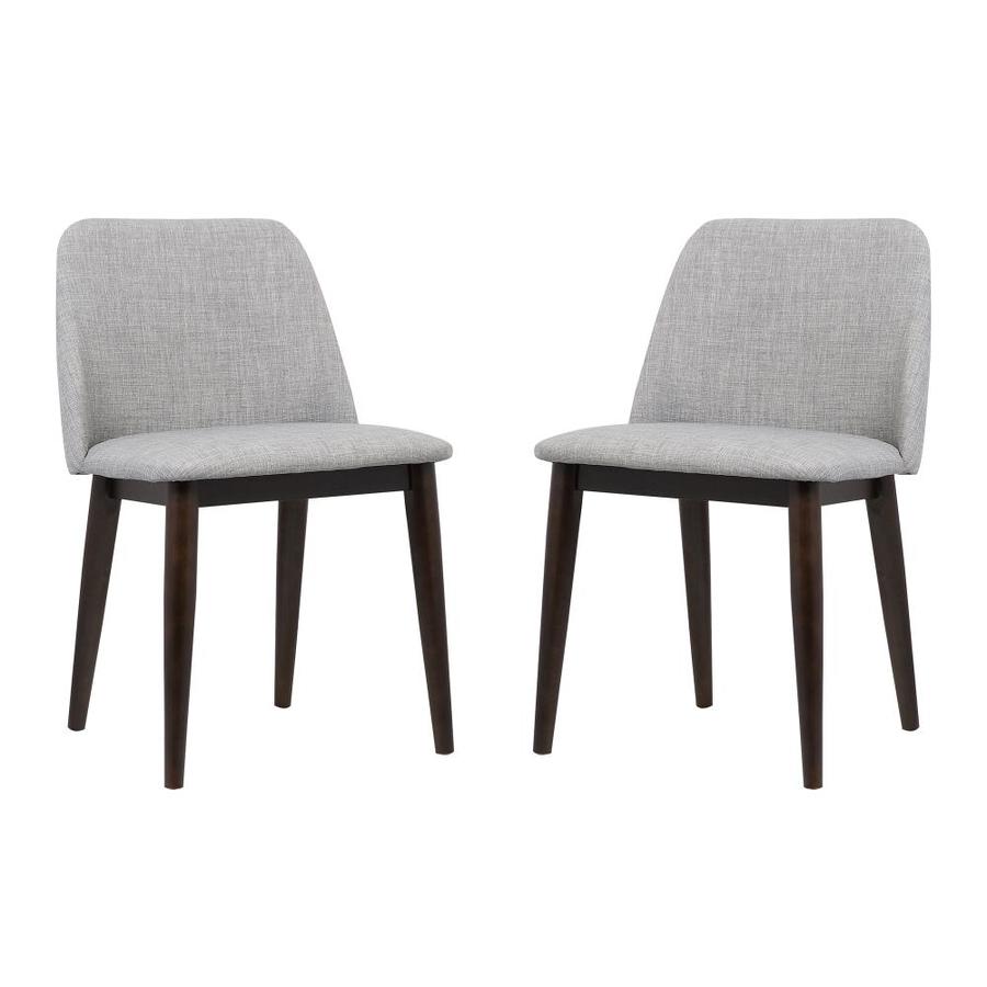 Armen Living Horizon Contemporary Dining Chair In Light Gray Fabric With Brown Wood Legs Set Of 2 In The Dining Chairs Department At Lowes Com