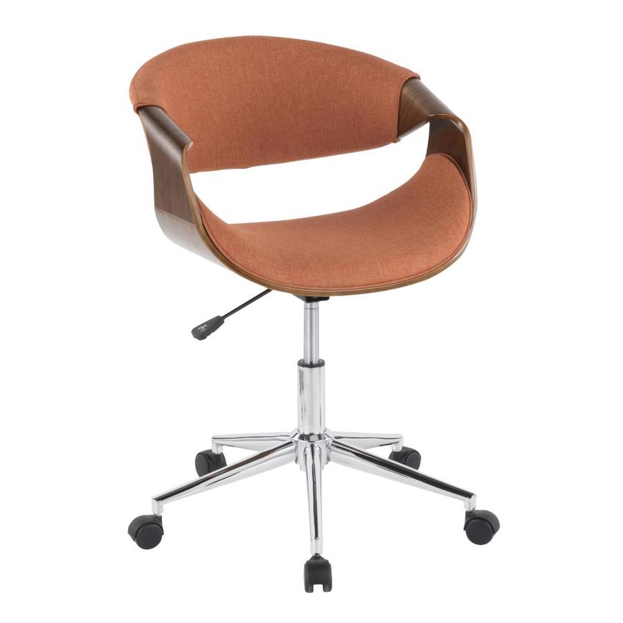 Lumisource Curvo Mid Century Modern Office Chair In Walnut Wood And Orange Fabric By Lumisource In The Office Chairs Department At Lowes Com