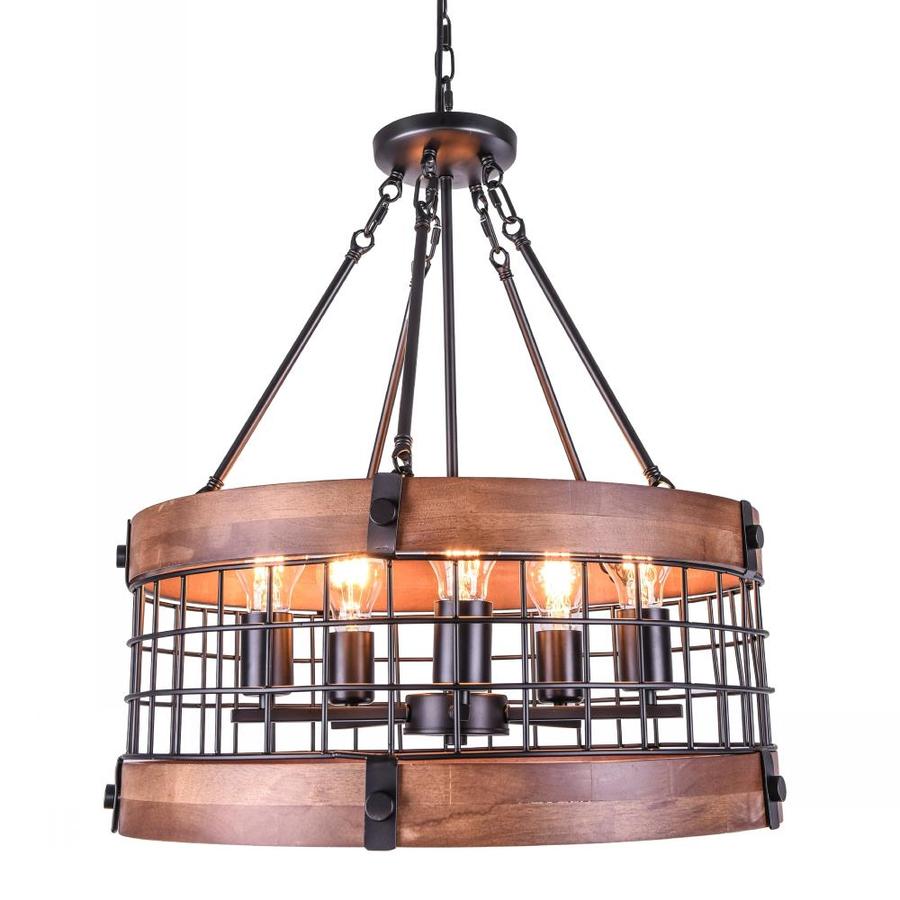 Oaks Decor Modern Wood Chandelier 5 Light Antique Modern Contemporary Cage Chandelier In The Chandeliers Department At Lowes Com