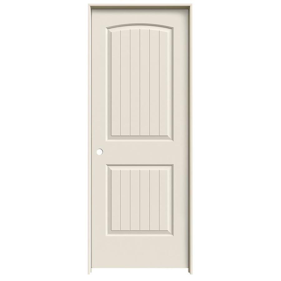 Jeld Wen Santa Fe 24 In X 80 In Primed 2 Panel Round Top Plank Hollow Core Primed Molded Composite Right Hand Single Prehung Interior Door In The Prehung Interior Doors Department At Lowes Com