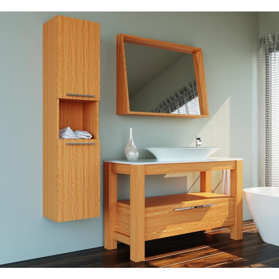 Casa Mare Modern 48 In Light Oak Single Sink Bathroom Vanity With White Acrylic Top Mirror Included In The Bathroom Vanities With Tops Department At Lowes Com