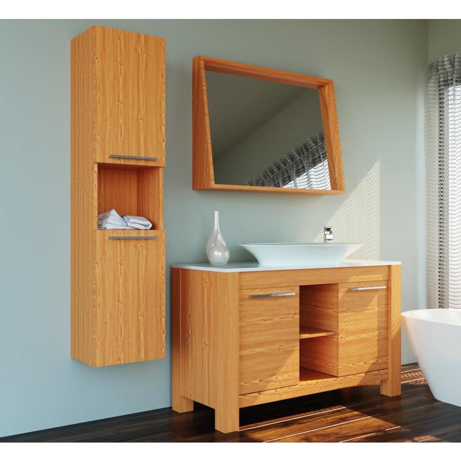 Casa Mare Modern 48 In Light Oak Single Sink Bathroom Vanity With White Acrylic Top Mirror Included In The Bathroom Vanities With Tops Department At Lowes Com