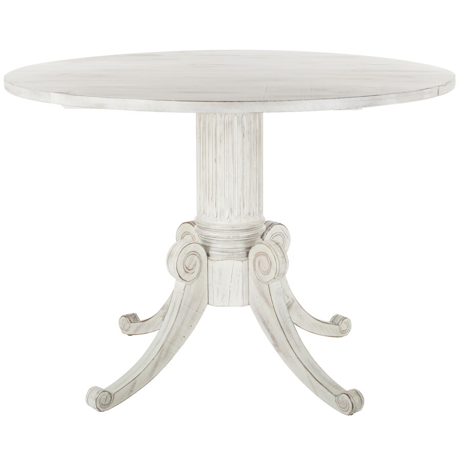 Safavieh Forest Antique White Wood Round Dining Table With Antique White Wood Base In The Dining Tables Department At Lowes Com